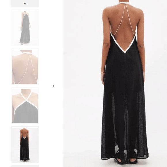 NEW! Zeus + Dione - Athena Linen-blend Sundress - Womens - Black White - Size 44 - Picture 2 of 6